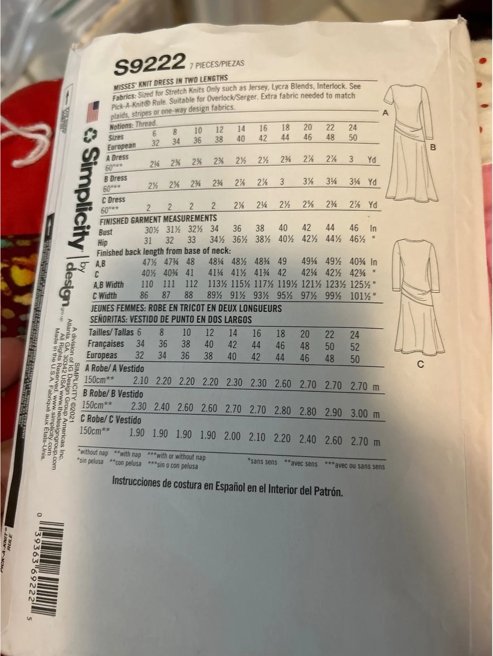 Simplicity S9222 Women's Dress Sewing Pattern - Sizes US 6-24